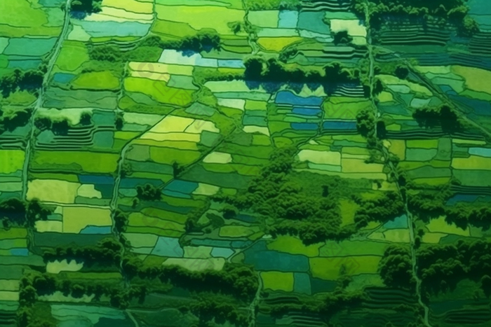绿色稻田乡村发展农业实拍
