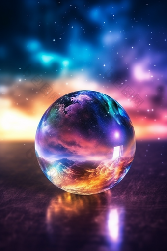 玻璃银河水晶球颜色明亮