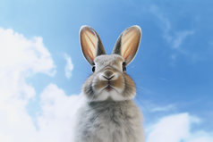 蓝天下的兔子摄影图3