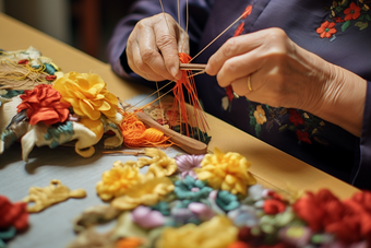 中国手工刺绣纺织厂生产线