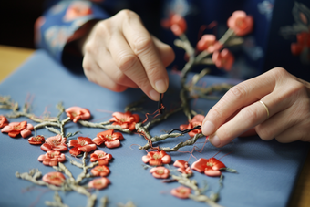 中国手工刺绣生产纺织