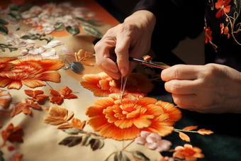 中国手工刺绣生产工人