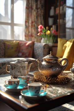 陶瓷茶具暖色调摄影图19