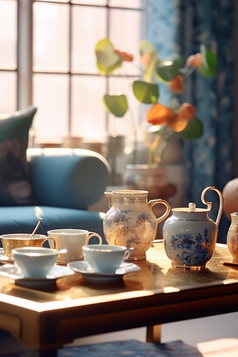 陶瓷茶具暖色调摄影图16