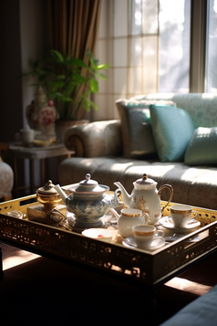 陶瓷茶具暖色调摄影图29