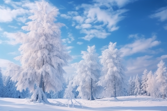 冬天的雪景的树冬季降温