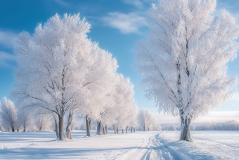 冬天的雪景的树冬季冰