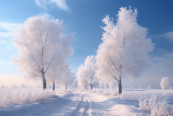 冬天的雪景的树冬季低温