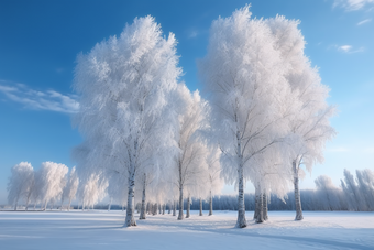 冬天的雪景的树冬季冷冻
