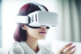 穿戴VR设备体验的人游戏虚拟世界控制器