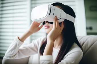 穿戴VR设备体验的人摄影图9