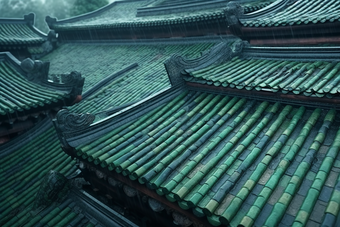 中式传统江南瓦片屋顶摄影图2