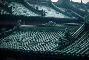 中式传统江南瓦片屋顶摄影图16