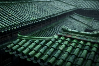 中式传统江南瓦片屋顶屋檐风格
