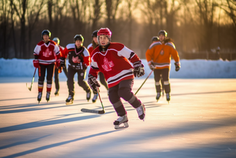 冬季冰球运动冰天雪地体育