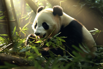 悠闲自在<strong>的</strong>成年<strong>大熊猫</strong>竹子哺乳动物