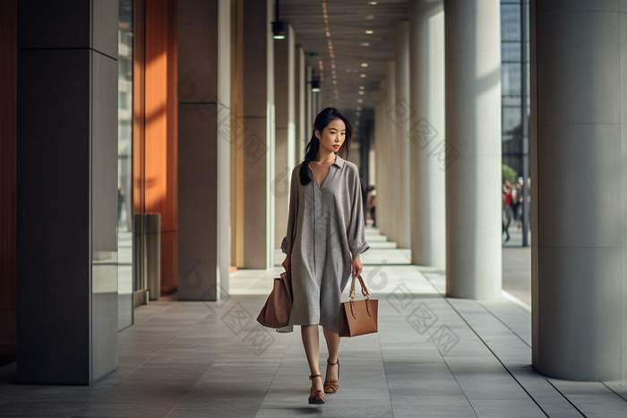 女士逛街商场橱窗