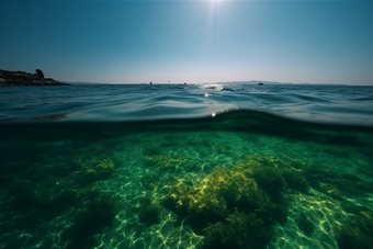 夏日波光粼粼的海面摄影图12