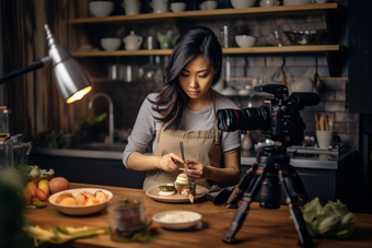 主播进行美食直播<strong>卖货</strong>做饭