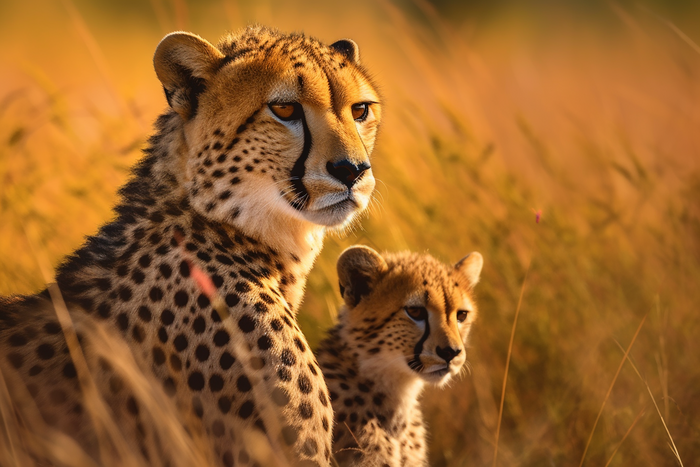猎豹和幼崽在野外动物世界母
