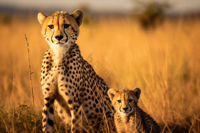 猎豹和幼崽在野外哺乳动物野生