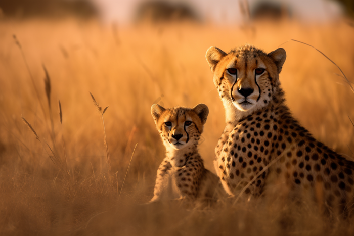 猎豹和幼崽在野外动物世界动物