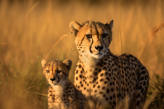 猎豹和幼崽在野外动物世界野生动物