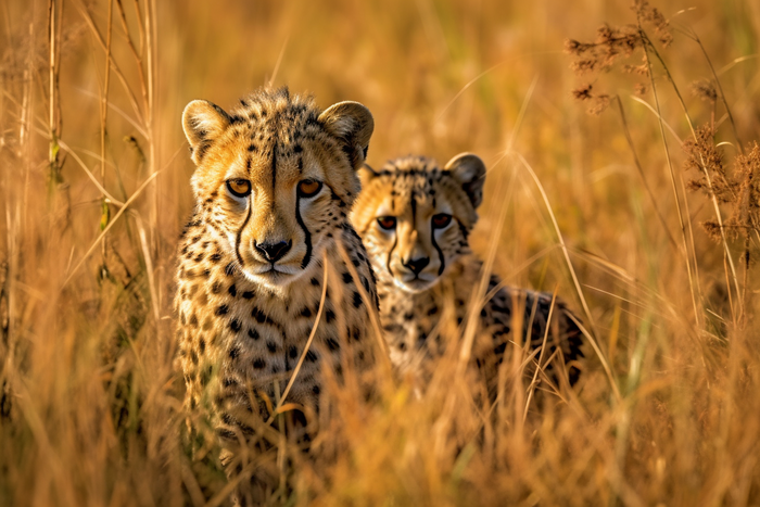 猎豹和幼崽在野外爬行动物野生