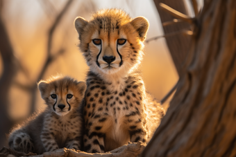 猎豹和幼崽在野外动物世界野生