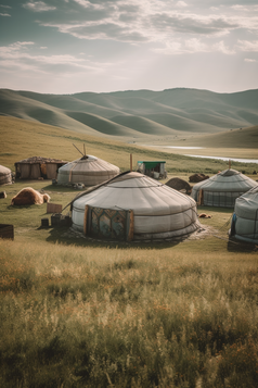草原上的蒙古包竖图摄影图11
