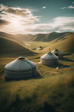 草原上的蒙古包竖图摄影图3