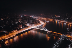 夜晚城市中的跨海大桥猩红风格摄影图17