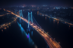 夜晚城市中的跨海大桥横图摄影图1