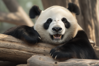 玩耍的熊猫吃竹子吃饭