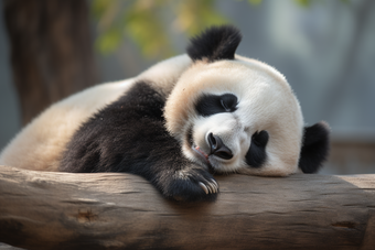 睡觉的熊猫吃竹子竹笋