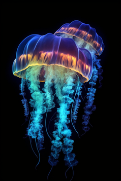 深海里的水母摄影图2
