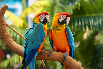 热带雨林里的鹦鹉鸟类动物