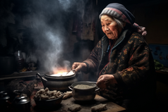 农村做饭的老奶奶摄影图24