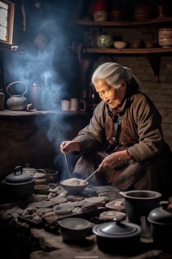 农村做饭的老奶奶肖像肖像