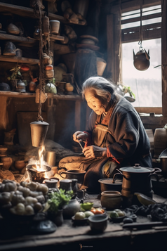 农村做饭的老奶奶摄影图2