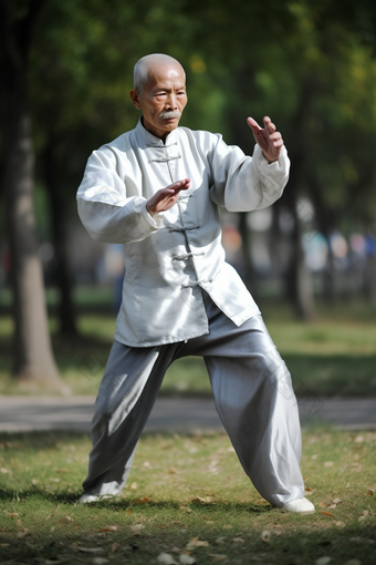 老年人打太极休闲竖图中国锻炼