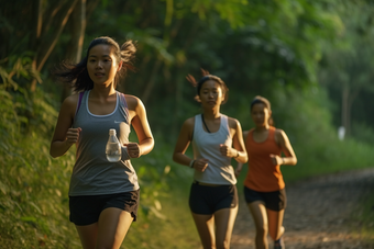 <strong>户外跑步</strong>运动的女孩锻炼锻炼身体