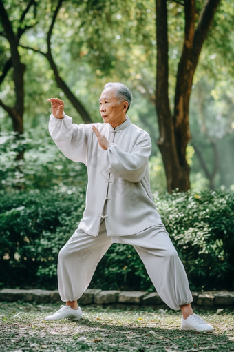 老年人打太极休闲竖图中国修身