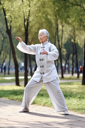 老年人打太极休闲传统健身