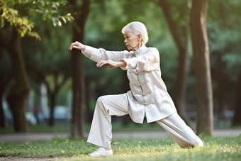 老年人打<strong>太极</strong>休闲横图中国锻炼