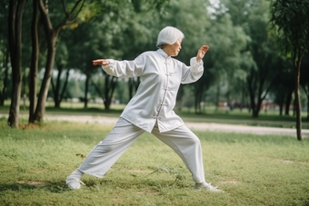 <strong>老年人</strong>打太极休闲横图中国清晨