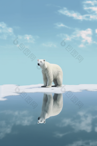 北极熊站在冰上动物世界动物