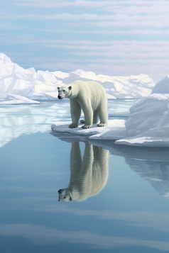 北极熊站在冰上摄影图4