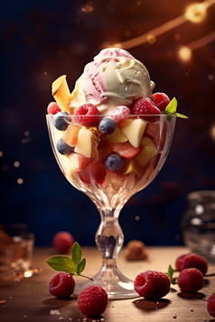 冰淇淋水果杯摄影图20