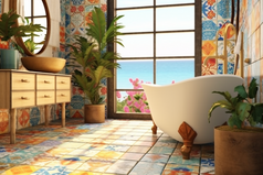 艺术瓷砖装饰的浴室摄影图26